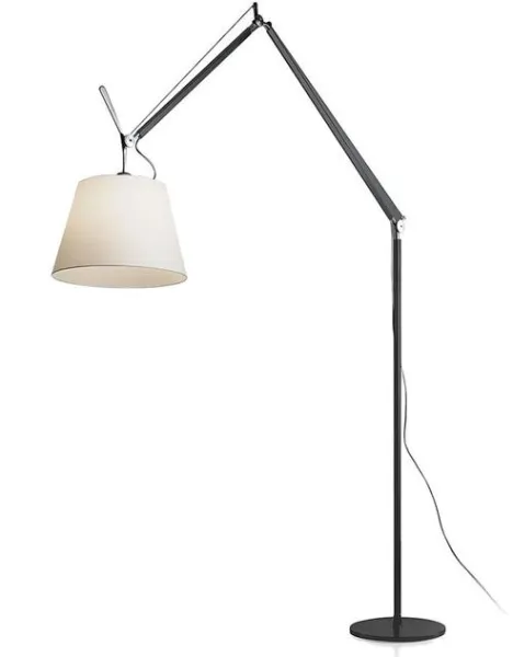 Artemide Tolomeo Mega Gulvlampe Svart Krop 32 cm Pergament Skjerm med Lysdimmer