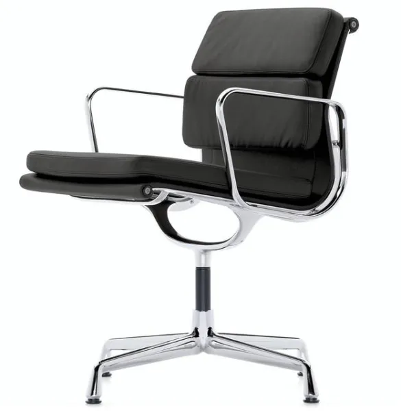 Vitra Soft Pad EA 208 Kontorstol med Swivel Svart/Krom