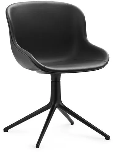 Normann Copenhagen Hyg Snurrstol Trukket Svart Aluminium/Svart Lær i 41599