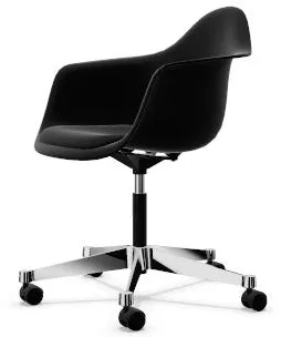Vitra Eames Plastic PACC Kontorstol med Polstret Sete og Swivel Svart/Dyp Svart
