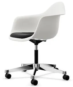 Vitra Eames Plastic PACC Kontorstol med Polstret Sete og Swivel Svart/Hvit