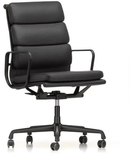 Vitra Soft Pad EA 219 Kontorstol med Swivel & Høy Rygg Nero