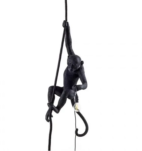 Seletti Monkey With Rope Taklampe Svart Utendørs