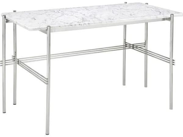 GUBI TS Skrivebord 120x60 Polert stål / Hvit Carrara marmor