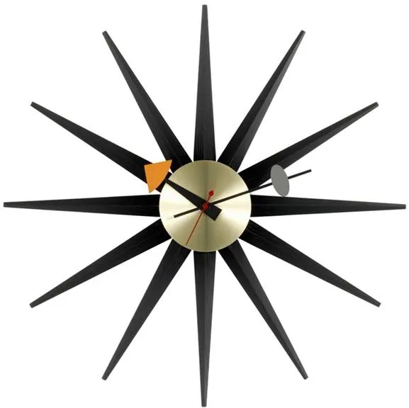 Vitra Sunburst Clock Klokke Sort/Messing