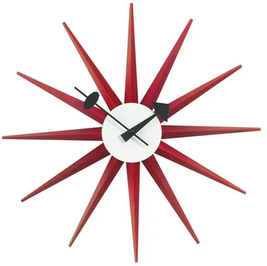 Vitra Sunburst Clock Klokke Rød