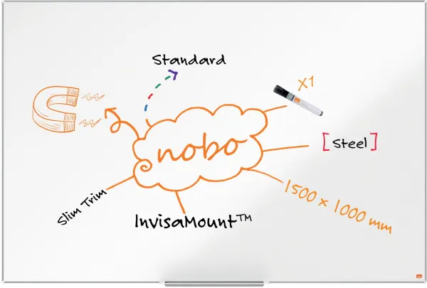 Nobo Impression Pro stål whiteboard 150x100cm hvit
